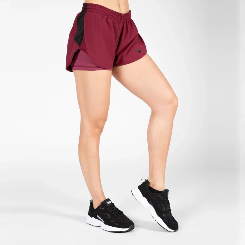 Salina 2-in-1 Shorts (Burgundy Red) - Gorilla Wear Salina 2-in-1 Shorts (Burgundy Red) - Gorilla Wear