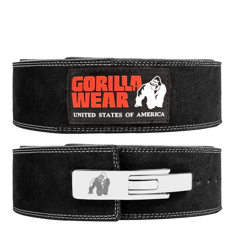 4 Inch Leather Lever Belt (Black) - Gorilla Wear