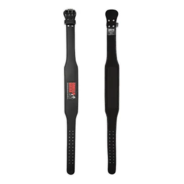 4 Inch Padded Leather Belt (Black/Red) de Gorilla Wear pas cher