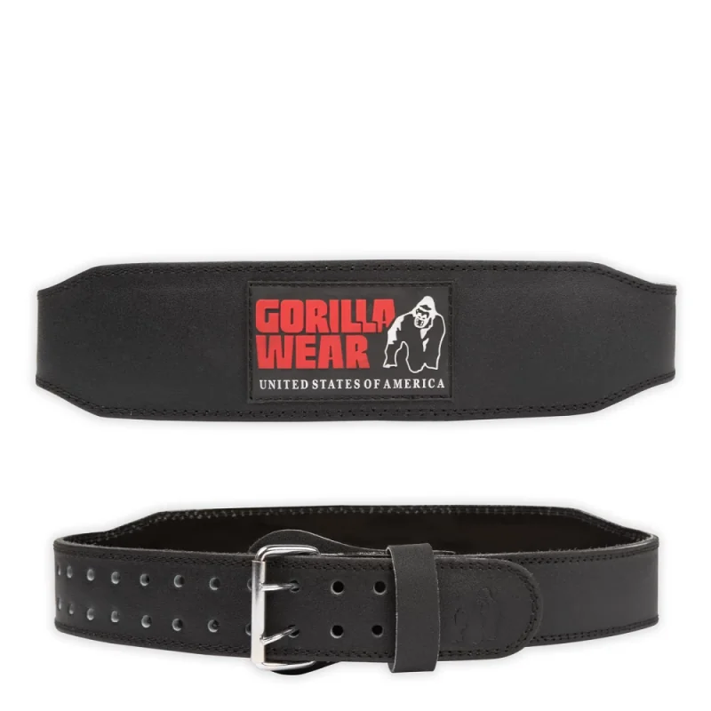 4 Inch Padded Leather Belt (Black/Red) - Gorilla Wear
