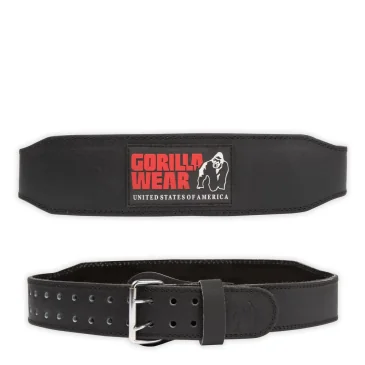 4 Inch Padded Leather Belt (Black/Red) de Gorilla Wear pas cher