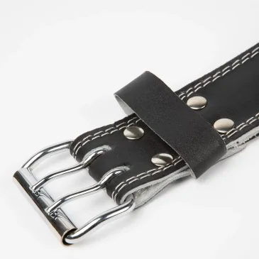 6 Inch Padded Leather Belt (Black/Black) de Gorilla Wear pas cher