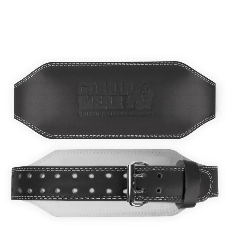 6 Inch Padded Leather Belt (Black/Black) - Gorilla Wear