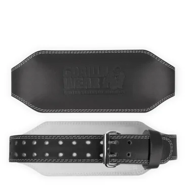 6 Inch Padded Leather Belt (Black/Black) de Gorilla Wear pas cher