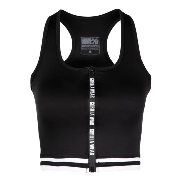 Mesa Zip Front Crop Top (Black) de Gorilla Wear pas cher - Nutriwellness