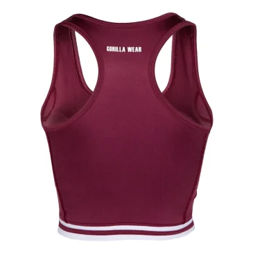 Mesa Zip Front Crop Top (Burgundy Red) Gorilla Wear pas cher