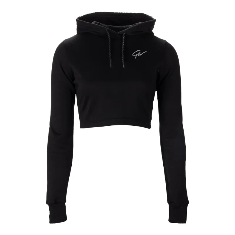 Pixley Crop Top Hoodie (Black) - Gorilla Wear
