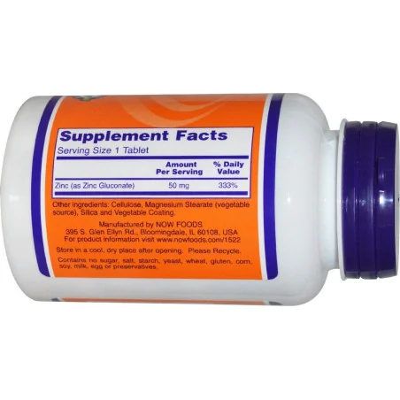 Zinc - 50mg - 250 tablets - NOW Foods