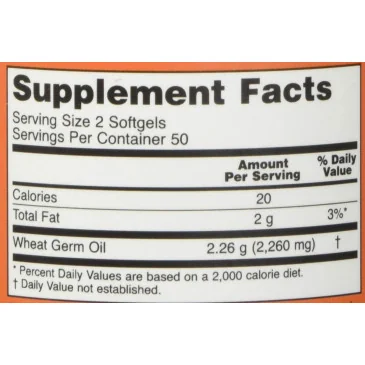 Wheat Germ Oil - 1130mg - 100 softgel de NOW Foods pas cher