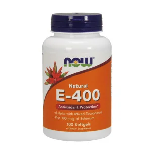 Vitamin E-400 IU with Selenium - 100 softgels de NOW Foods pas cher