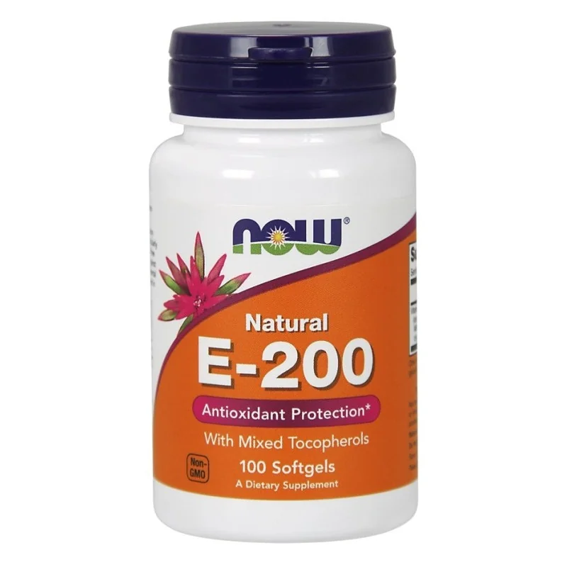 Vitamin E-200 - Natural (Mixed Tocopherols) - 100 softgels - NOW Foods