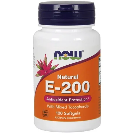 Vitamin E-200 - Natural (Mixed Tocopherols) - 100 softgels NOW Foods