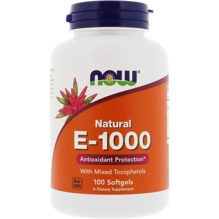 Vitamin E-1000 - Natural (Mixed Tocopherols) 100 softgels NOW Foods