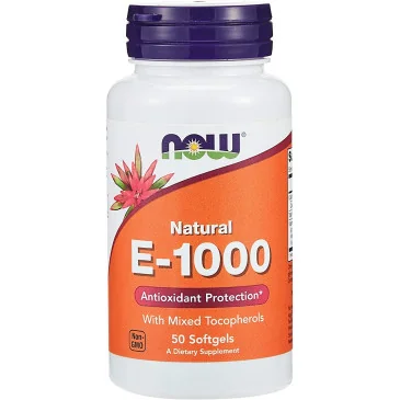 Vitamin E-1000 - Natural (Mixed Tocopherols) 50 softgels NOW Foods