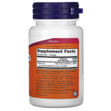 Vitamin D-3 - 5000 IU - 240 softgels - NOW Foods