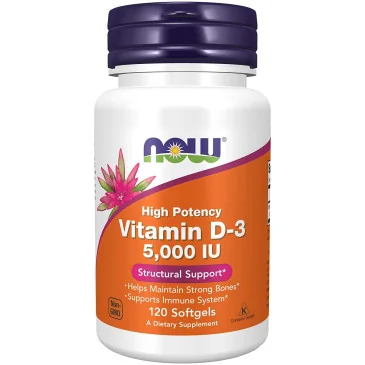 Vitamin D-3 - 5000 IU - 120 softgels de NOW Foods pas cher