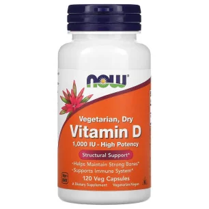 Vitamin D, 1000 IU Vegetarian - Dry - 120 vcaps de NOW Foods pas cher