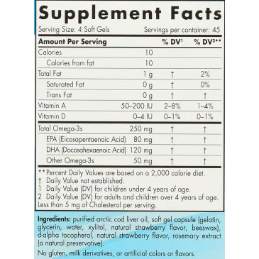 Children's DHA - 250mg Strawberry - 180 softgels de Nordic Naturals