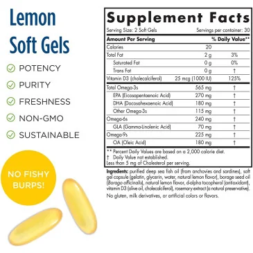 Complete Omega-D3 - 565mg Lemon - 60 softgels de Nordic Naturals