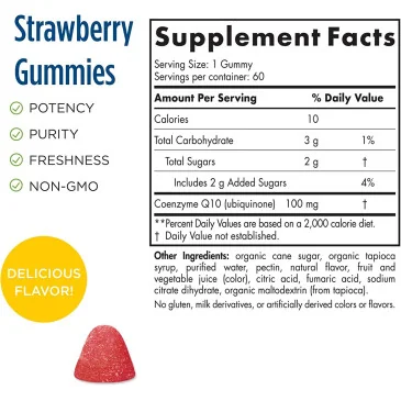 CoQ10 Gummies, 100mg Strawberry - 60 gummies Nordic Naturals pas cher