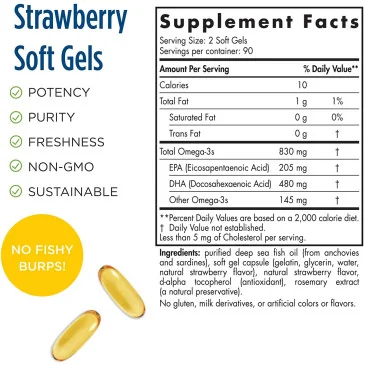 DHA - 830mg Strawberry - 180 softgels de Nordic Naturals pas cher