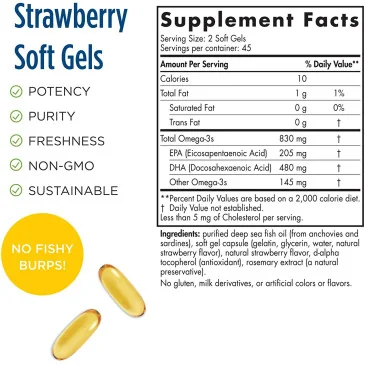 DHA - 830mg Strawberry - 90 softgels de Nordic Naturals pas cher