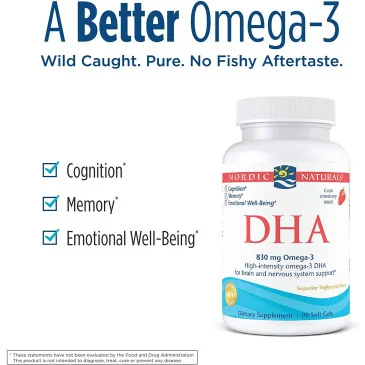 DHA - 830mg Strawberry - 90 softgels de Nordic Naturals pas cher