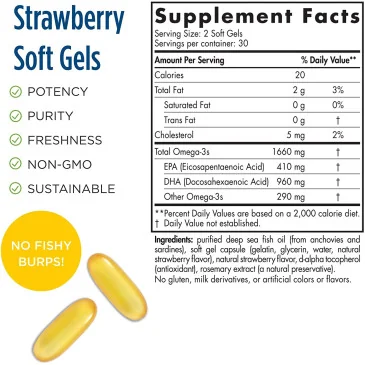 DHA Xtra, 1660mg Strawberry - 60 softgels de Nordic Naturals pas cher