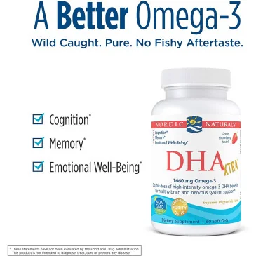 DHA Xtra, 1660mg Strawberry - 60 softgels de Nordic Naturals pas cher