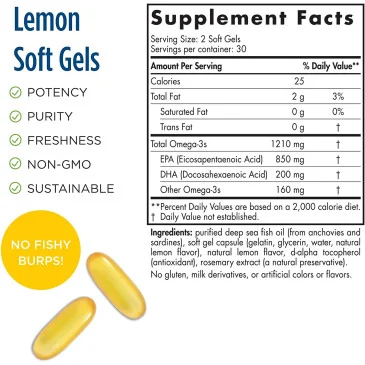 EPA, 1210mg Lemon - 60 softgels de Nordic Naturals pas cher
