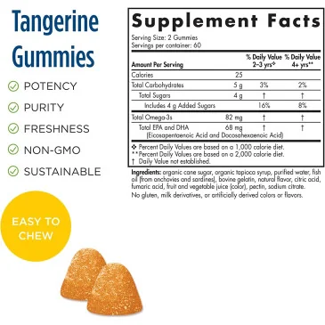 Nordic Omega-3 Gummies - 82mg Tangerine Treats - 120 gummies