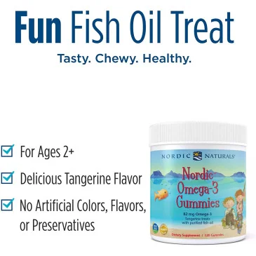 Nordic Omega-3 Gummies - 82mg Tangerine Treats - 120 gummies