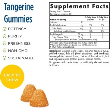 Nordic Omega-3 Gummies - 82mg Tangerine Treats - 60 gummies