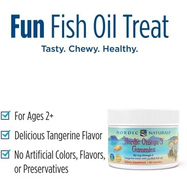 Nordic Omega-3 Gummies - 82mg Tangerine Treats - 60 gummies