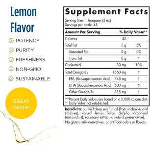 Omega-3 - 1560mg Lemon - 237 ml - Nordic Naturals