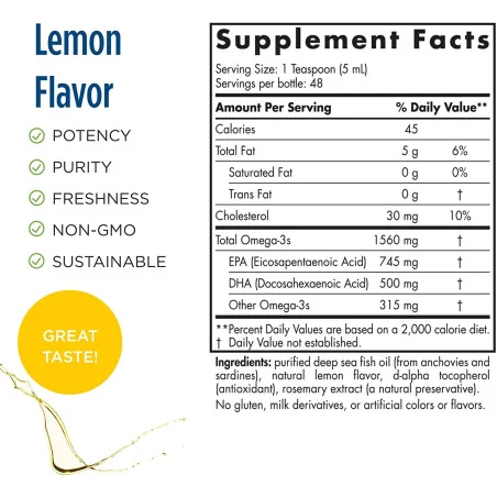Omega-3 - 1560mg Lemon - 237 ml - Nordic Naturals