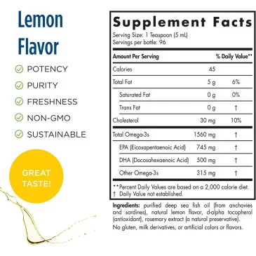 Omega-3 - 1560mg Lemon - 473 ml de Nordic Naturals pas cher