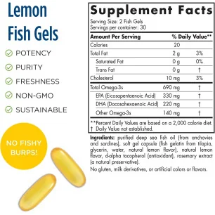 Omega-3 - 690mg Lemon (Fish Gelatin) - 60 fish gels - Nordic Naturals