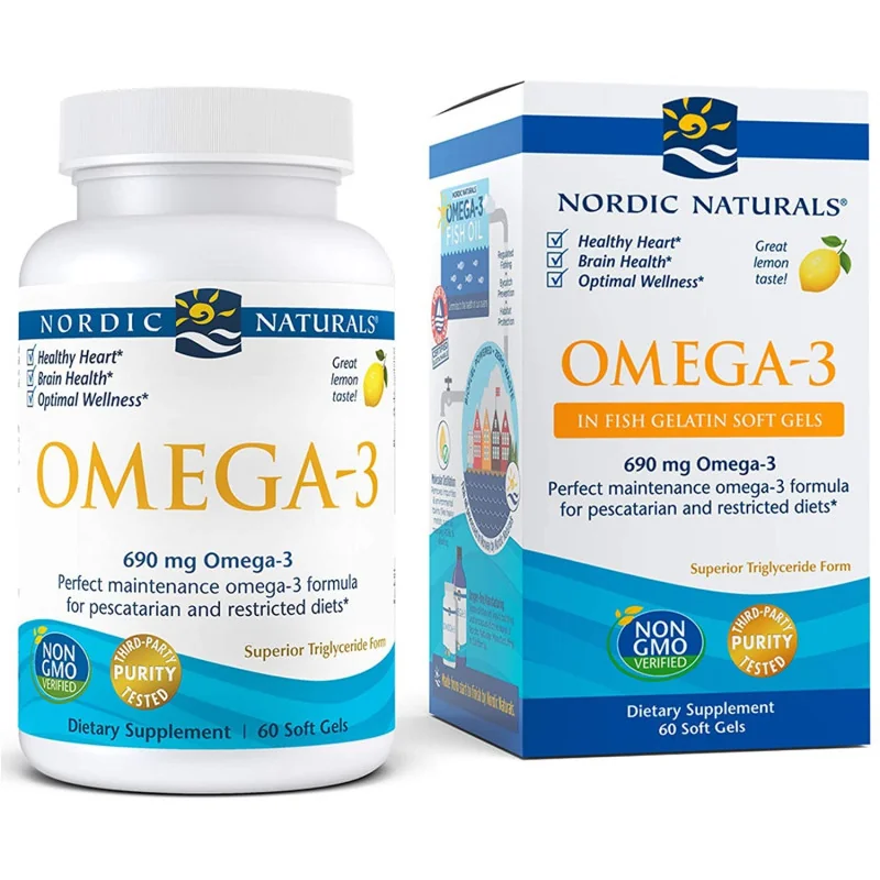 Omega-3 - 690mg Lemon (Fish Gelatin) - 60 fish gels - Nordic Naturals