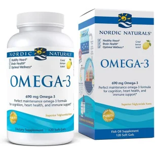 Omega-3 - 690mg Lemon - 120 fish gels Nordic Naturals