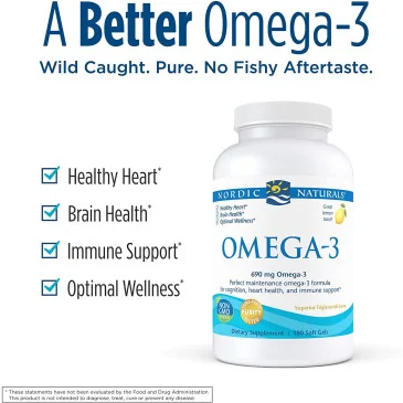 Omega-3 - 690mg Lemon - 180 fish gels Nordic Naturals