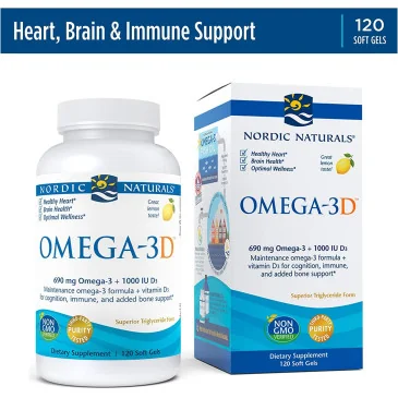 Omega-3D - 690mg Lemon - 120 softgels de Nordic Naturals pas cher