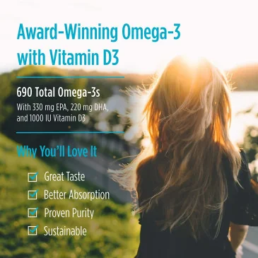 Omega-3D - 690mg Lemon - 120 softgels de Nordic Naturals pas cher