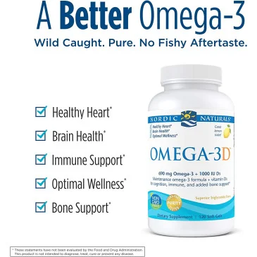 Omega-3D - 690mg Lemon - 120 softgels de Nordic Naturals pas cher