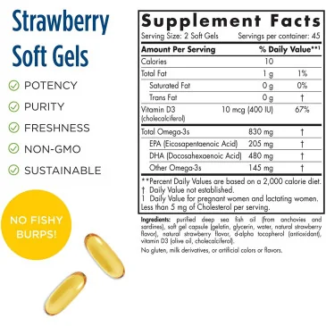 Prenatal DHA - 830mg Strawberry - 90 softgels de Nordic Naturals