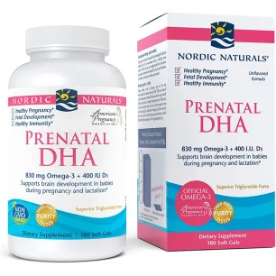 Prenatal DHA - 830mg Unflavored - 180 softgels de Nordic Naturals