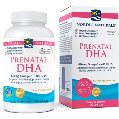 Prenatal DHA - 830mg Unflavored - 180 softgels de Nordic Naturals