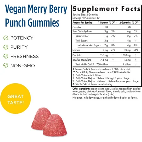 Probiotic Gummies Kids, Merry Berry Punch - 60 gummies - Nordic Naturals