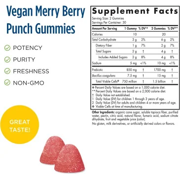 Probiotic Gummies Kids, Merry Berry Punch 60 gummies Nordic Naturals