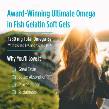 Ultimate Omega 1280mg Lemon 60 fish gelatin softgels Nordic Naturals